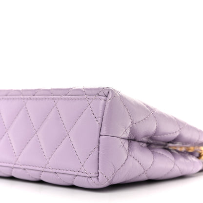 Chanel Shiny Aged Calfskin Quilted Nano Kelly Shopper Lilac 18 of 19