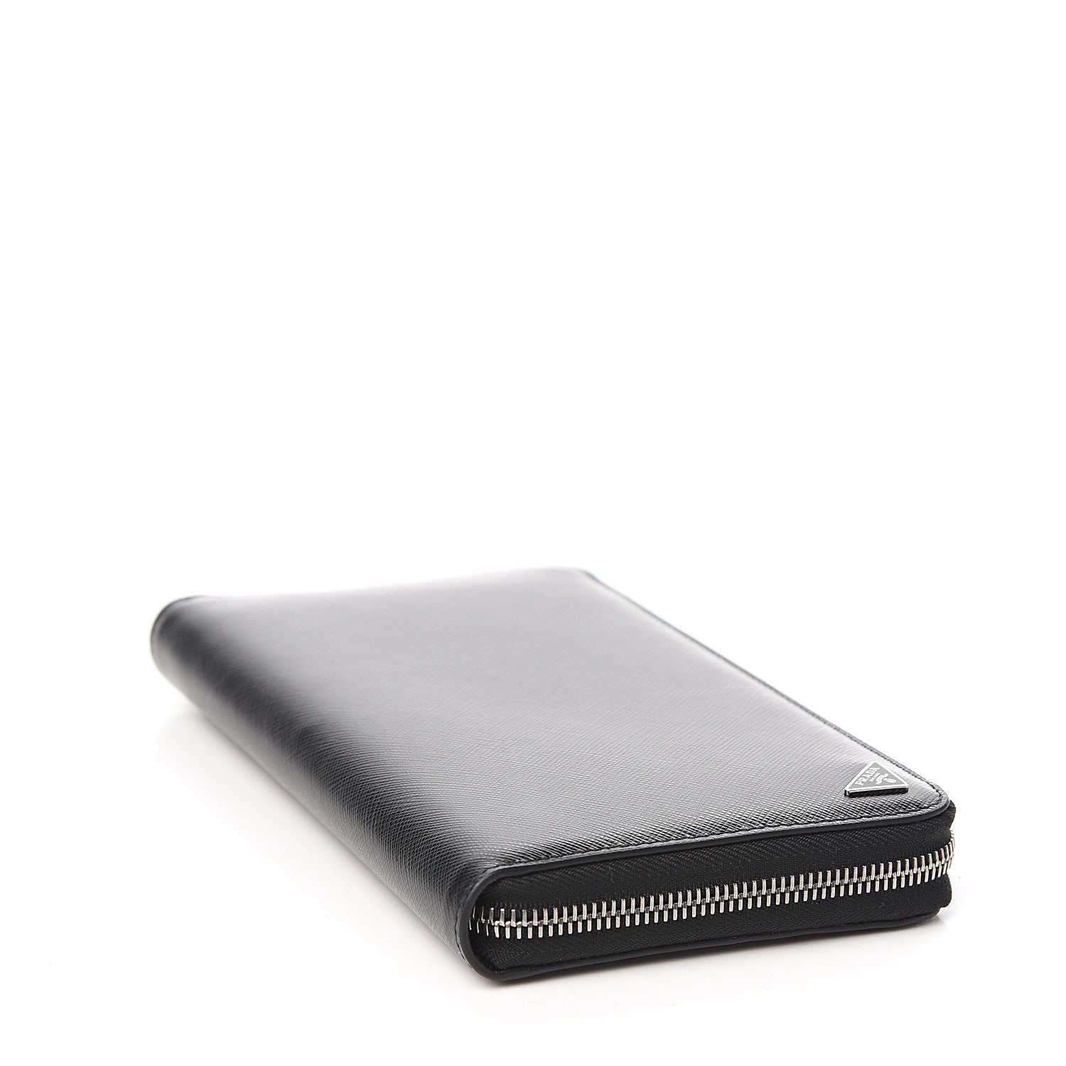 Prada Saffiano Large Zip Around Travel Wallet Black 3 of 7