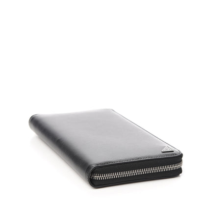 Prada Saffiano Large Zip Around Travel Wallet Black 3 of 7