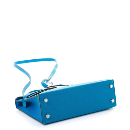 Hermes Chevre Mysore Mini Kelly Sellier 20 Bleu Zanzibar 5 of 9