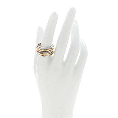 David Yurman Sterling Silver 18K Yellow Gold Wide Crossover Collection Ring 58 8.25 2 of 4