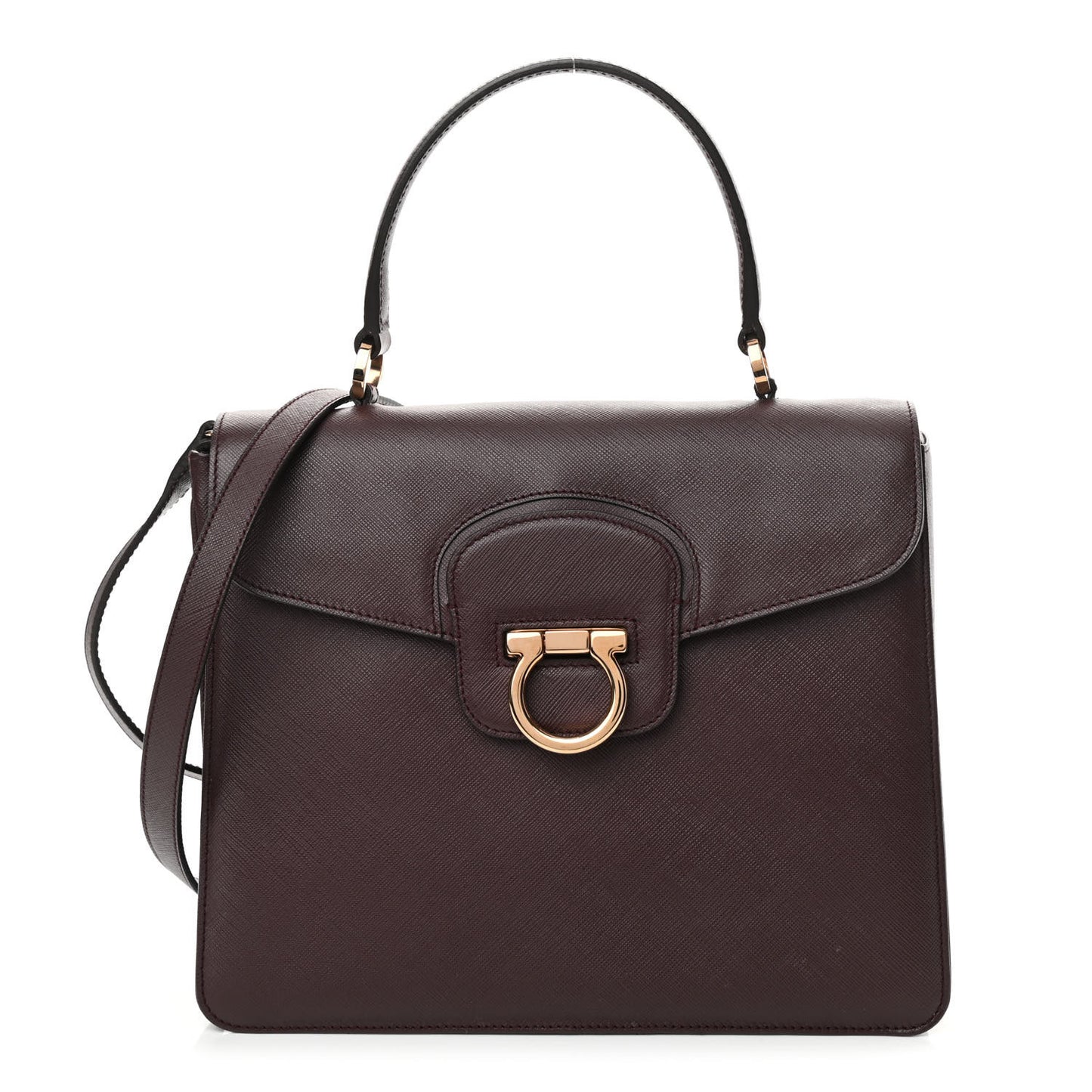 Calfskin Gancini Top Handle Shoulder Bag Burgundy