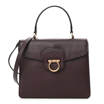 Salvatore Ferragamo Calfskin Gancini Top Handle Shoulder Bag Burgundy 1 of 13