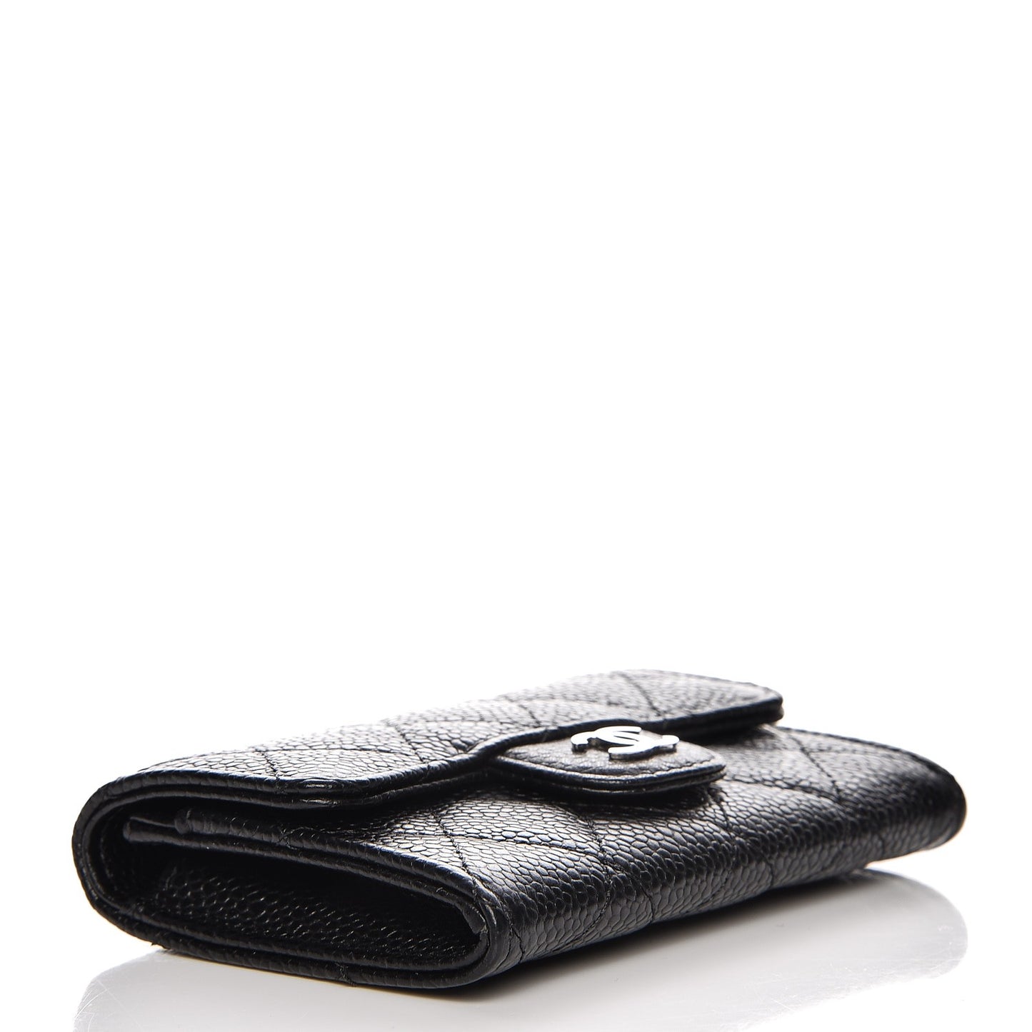Caviar Quilted Flap Card Holder Black