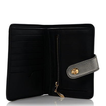 Alexander McQueen Metallic Calfskin Skull French Wallet Dark Silver 5 of 9
