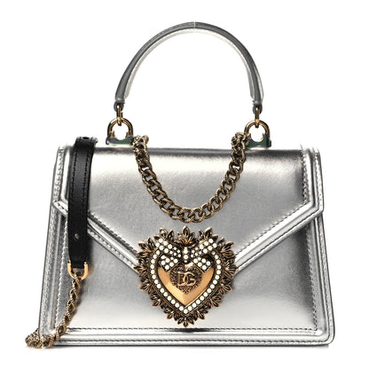 Dolce & Gabbana Metallic Nappa Small Devotion Top Handle Bag Silver 1 of 10