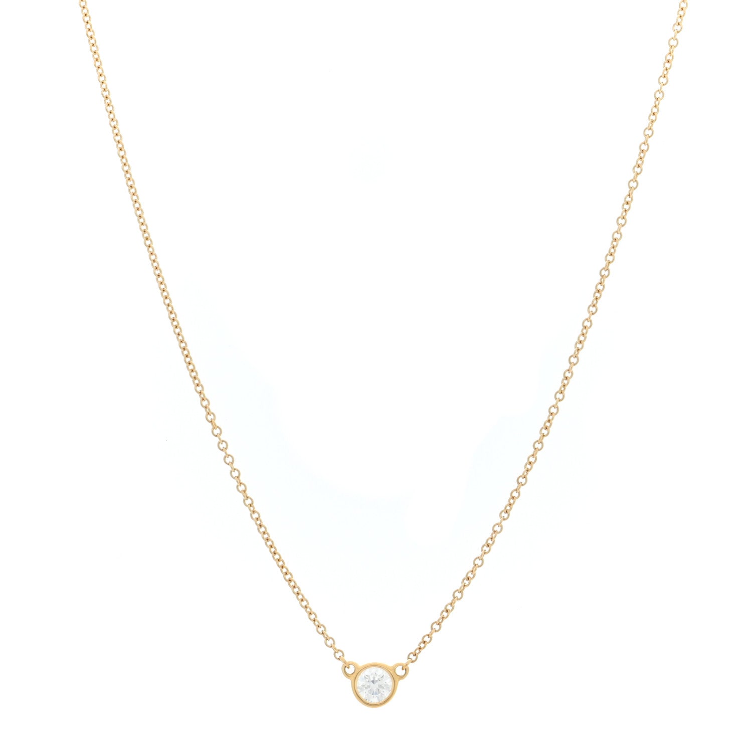 Tiffany 18K Yellow Gold Diamond .17ct Elsa Peretti Diamonds by the Yard Pendant Necklace 1 of 5
