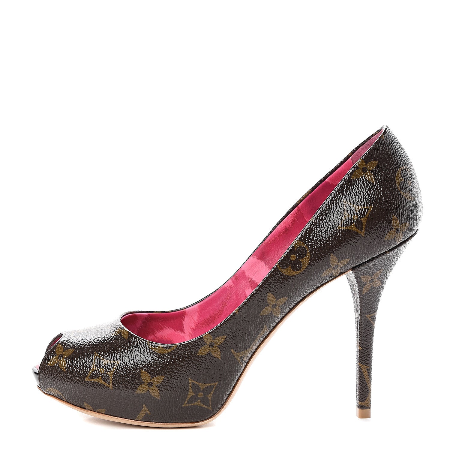 Louis Vuitton Patent Monogram Rosemary Peep Toe Pumps 38.5 1 of 10