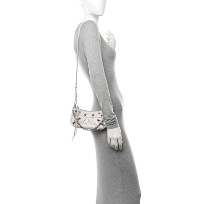 Balenciaga Extra Supple Calfskin Crocodile Embossed Le Cagole Mini Purse With Chain White 2 of 18