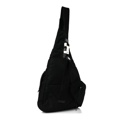 Prada Re-Nylon Vitello Metal Triangle Logo Sling Backpack Black 3 of 12