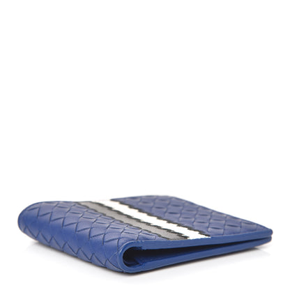 Bottega Veneta Nappa Intrecciato Crocodile Bi-Fold Wallet Cobalt Blue 4 of 9