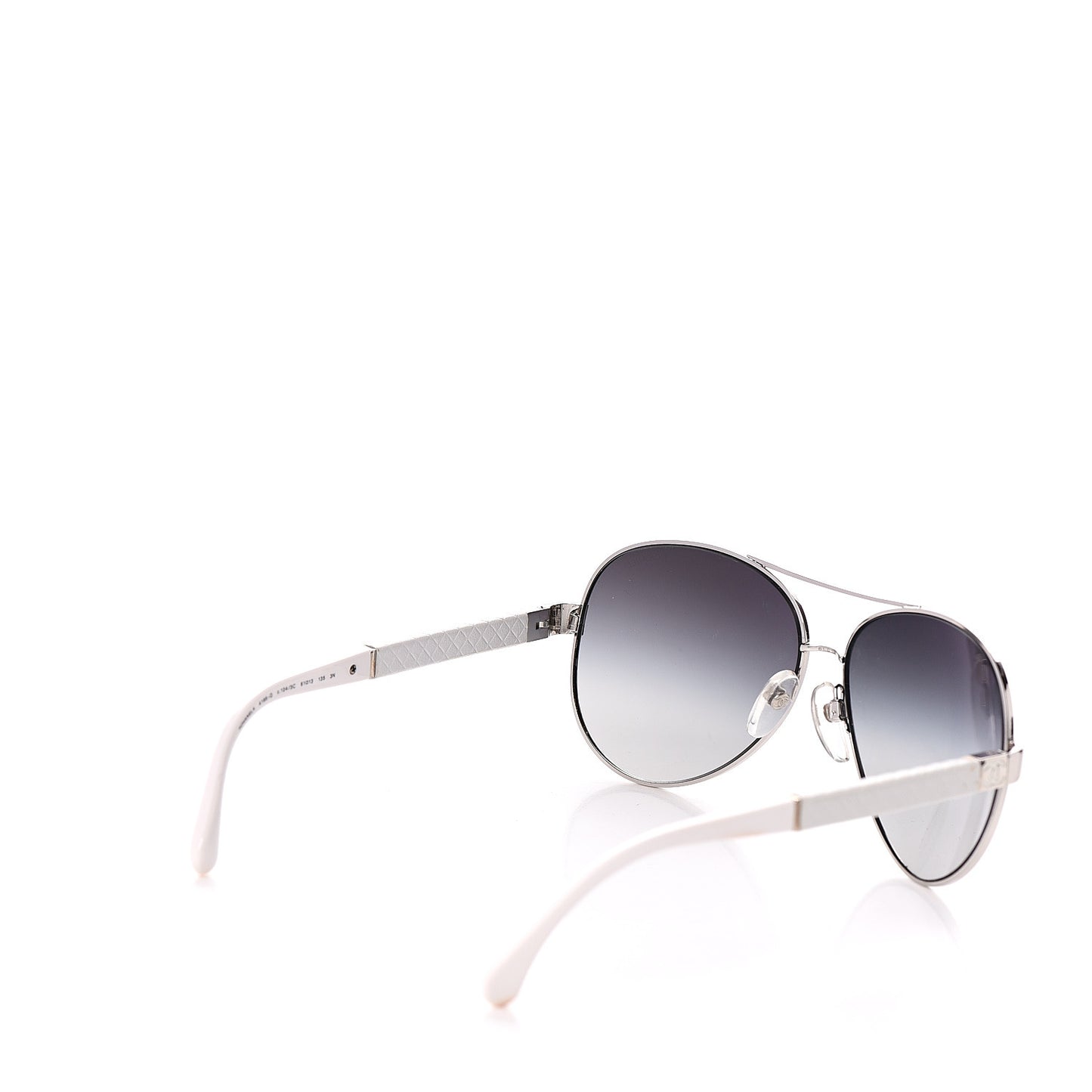 Lambskin Quilted CC Aviator Sunglasses 4195-Q White Silver