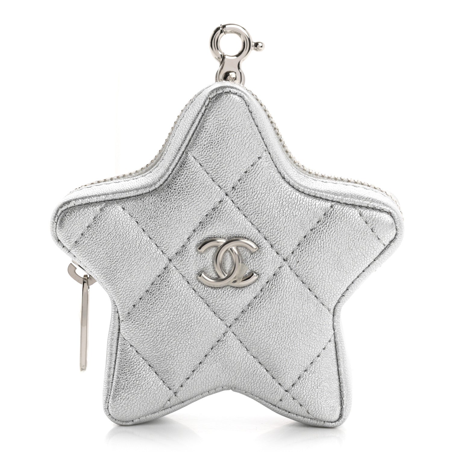 Chanel Metallic Lambskin Walk Of Fame Star Clip On Coin Purse Silver 1 of 7