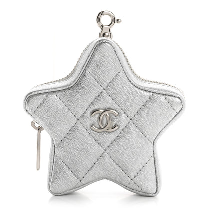 Chanel Metallic Lambskin Walk Of Fame Star Clip On Coin Purse Silver 1 of 7