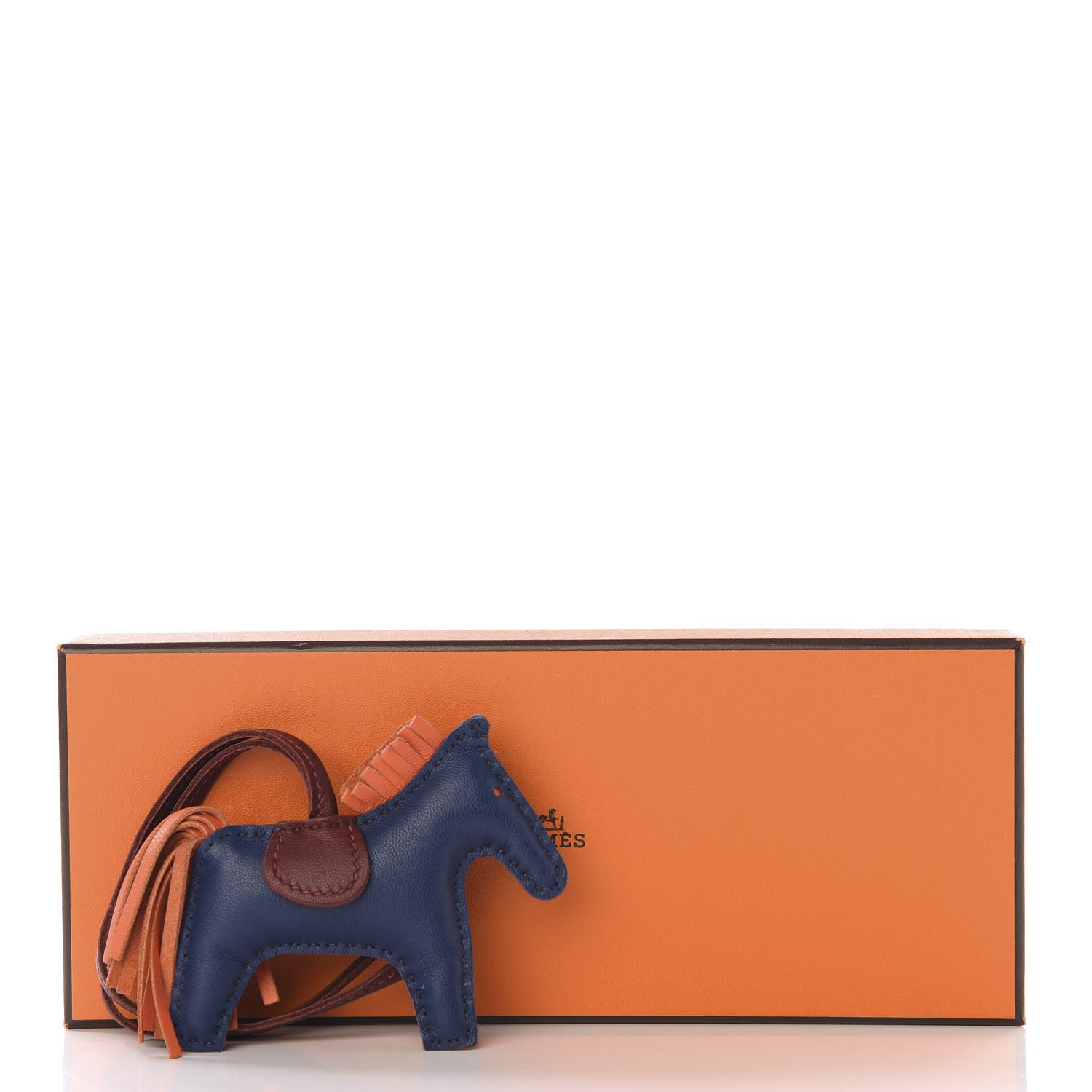 Hermes Milo Lambskin Grigri Rodeo Horse Bag Charm PM Bleu de Malte Rouge H Peony 4 of 4