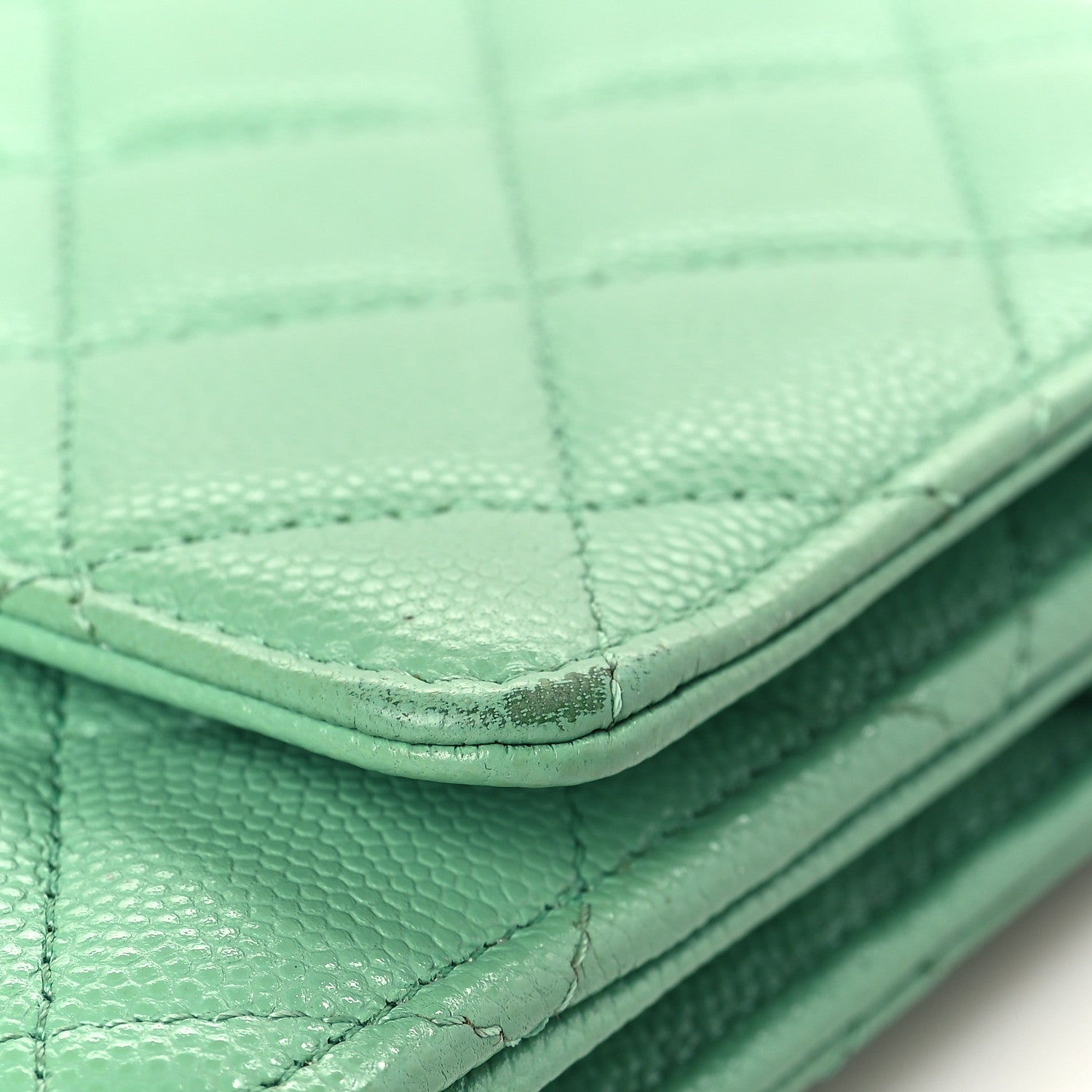 Chanel Caviar Quilted Wallet on Chain WOC Green 12 of 13