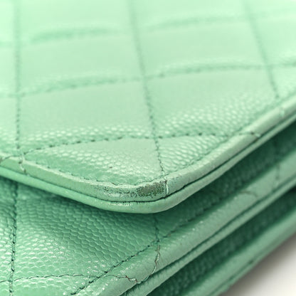 Chanel Caviar Quilted Wallet on Chain WOC Green 12 of 13