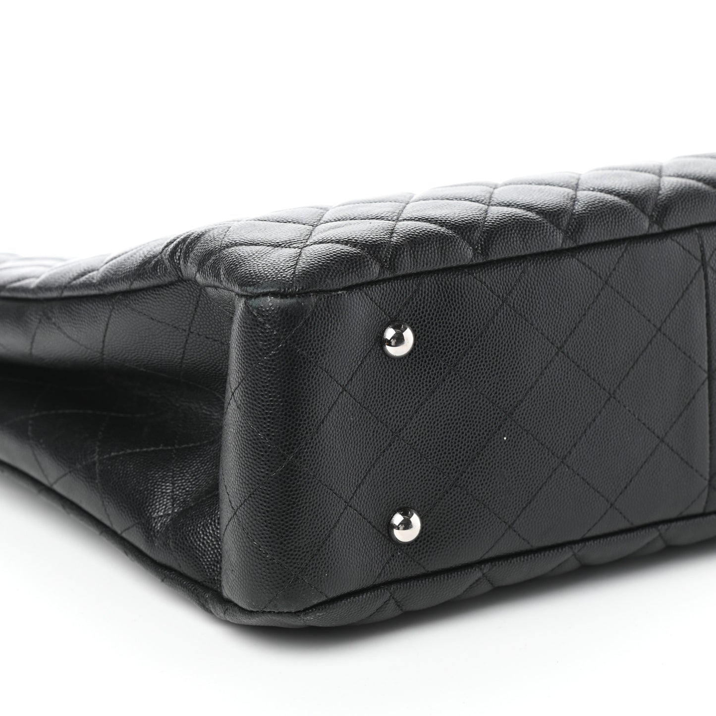 Caviar Quilted Large Classic Shopping Tote Black
