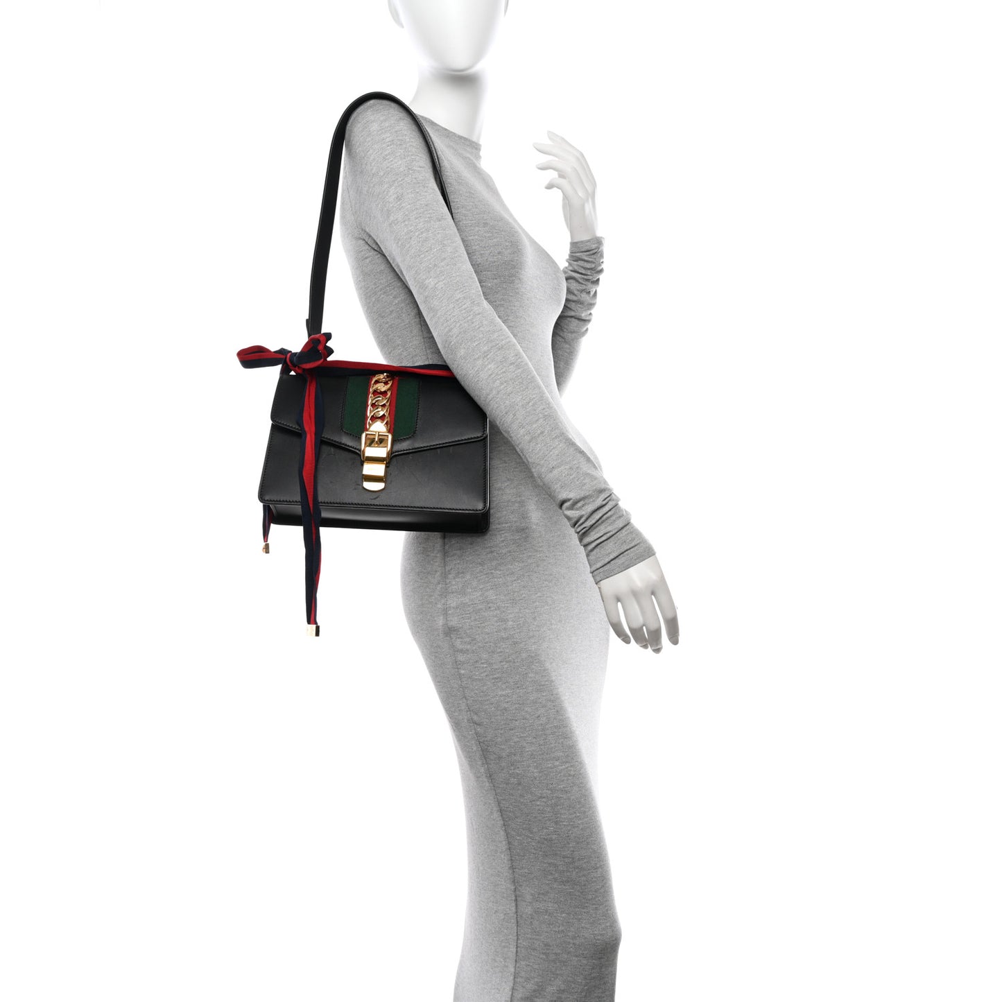 Calfskin Small Sylvie Shoulder Bag Black