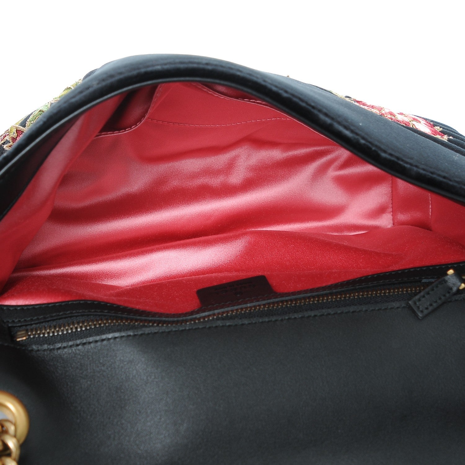 Gucci Velvet Matelasse Loved Embroidered Medium GG Marmont Shoulder Bag Black 5 of 8