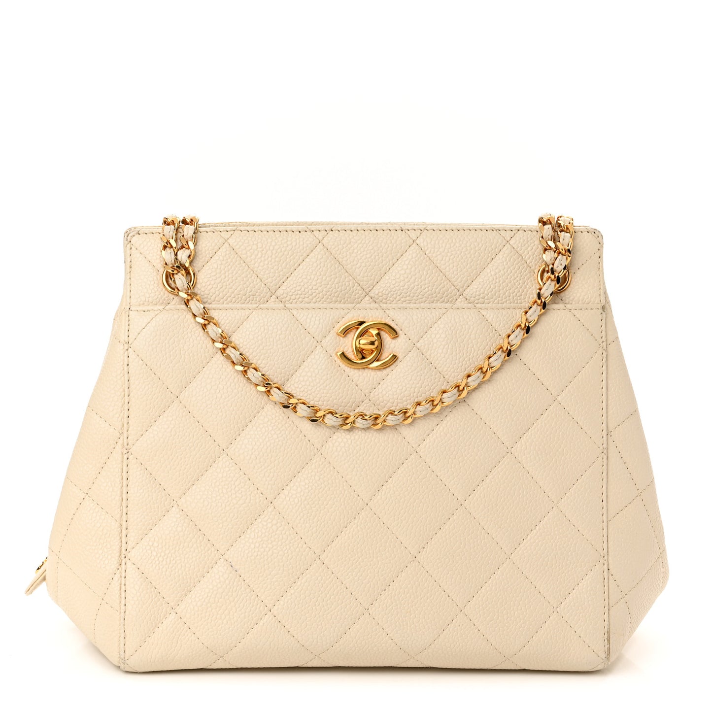 Caviar Quilted Small Chain Shoulder Bag White