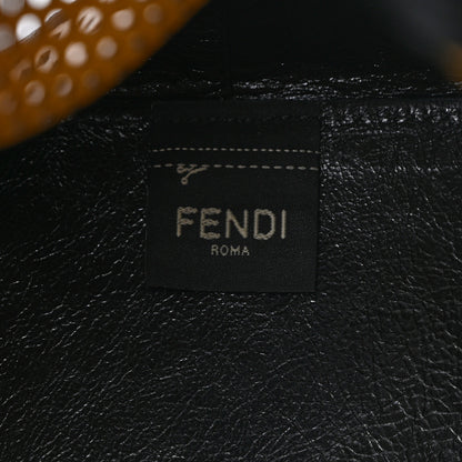 Fendi Vitello Liberty Glossy Lambskin F is Fendi Perforated Mini Mon Tresor Bucket Bag Sand Mimosa Black 6 of 9