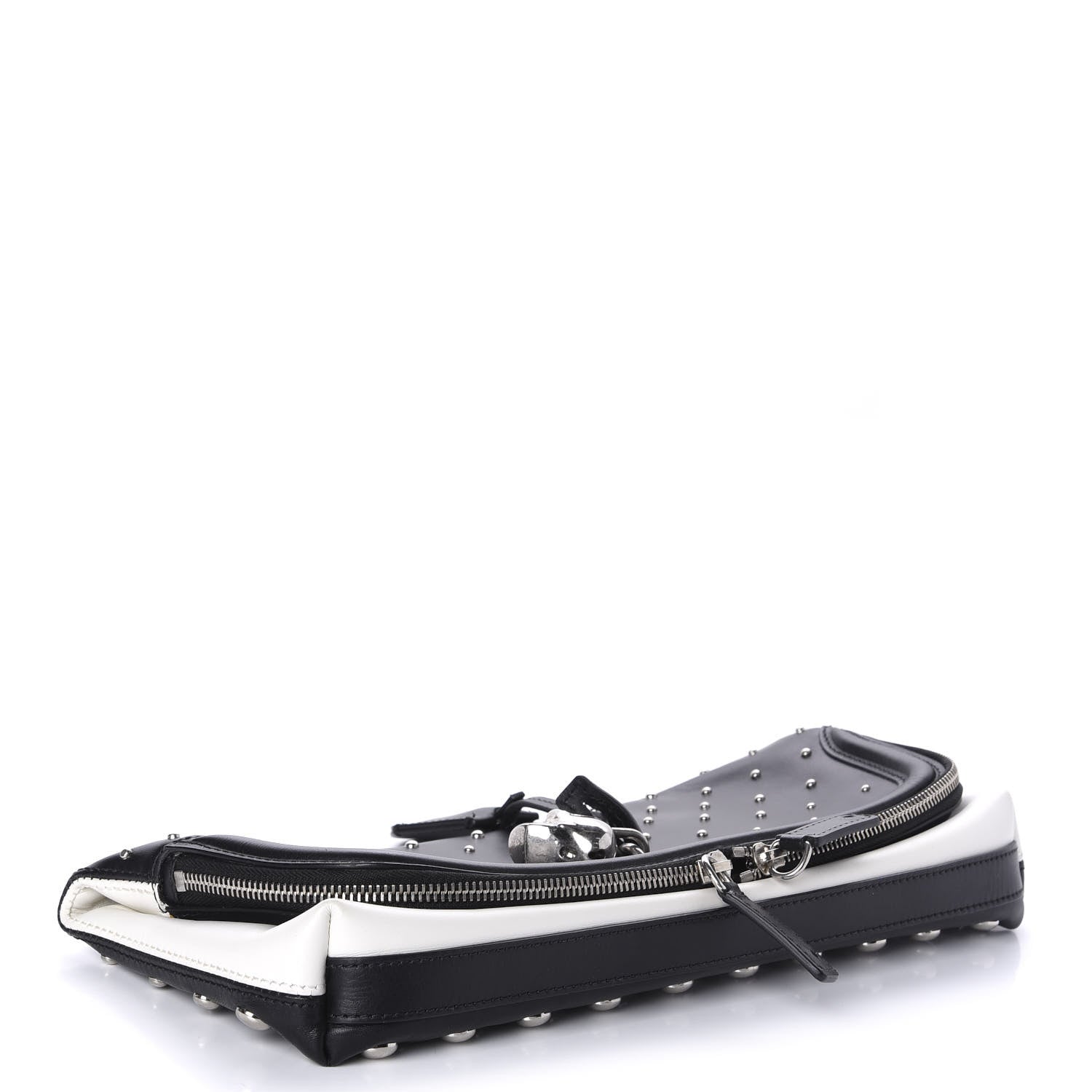 Alexander McQueen Calfskin Studded Padlock Skull Clutch Black 4 of 13