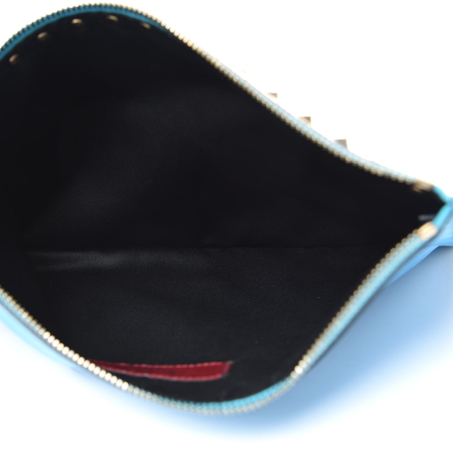 Vitello Large Rockstud Zip Pouch Parrot