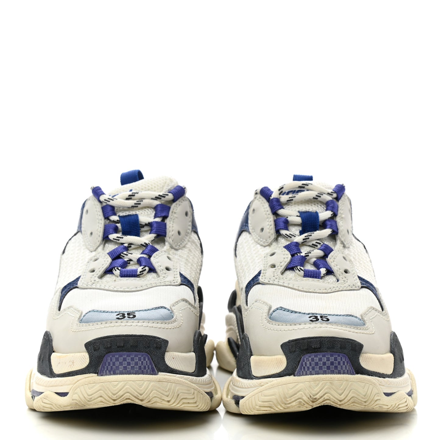 Fabric Mesh Womens Triple S Sneakers 35 White Bleu Violet