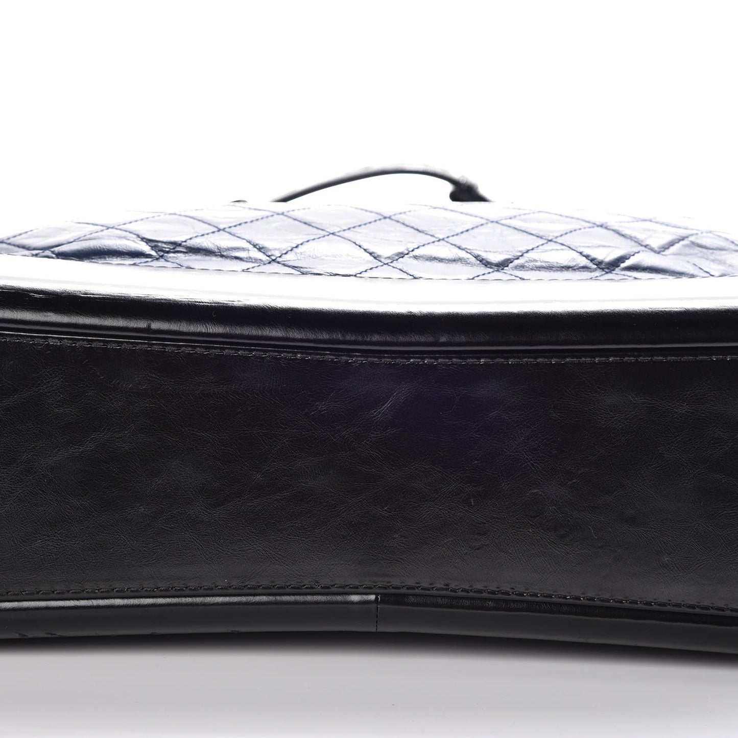 Aged Calfskin Quilted Large Gabrielle Shopping Tote Navy Black