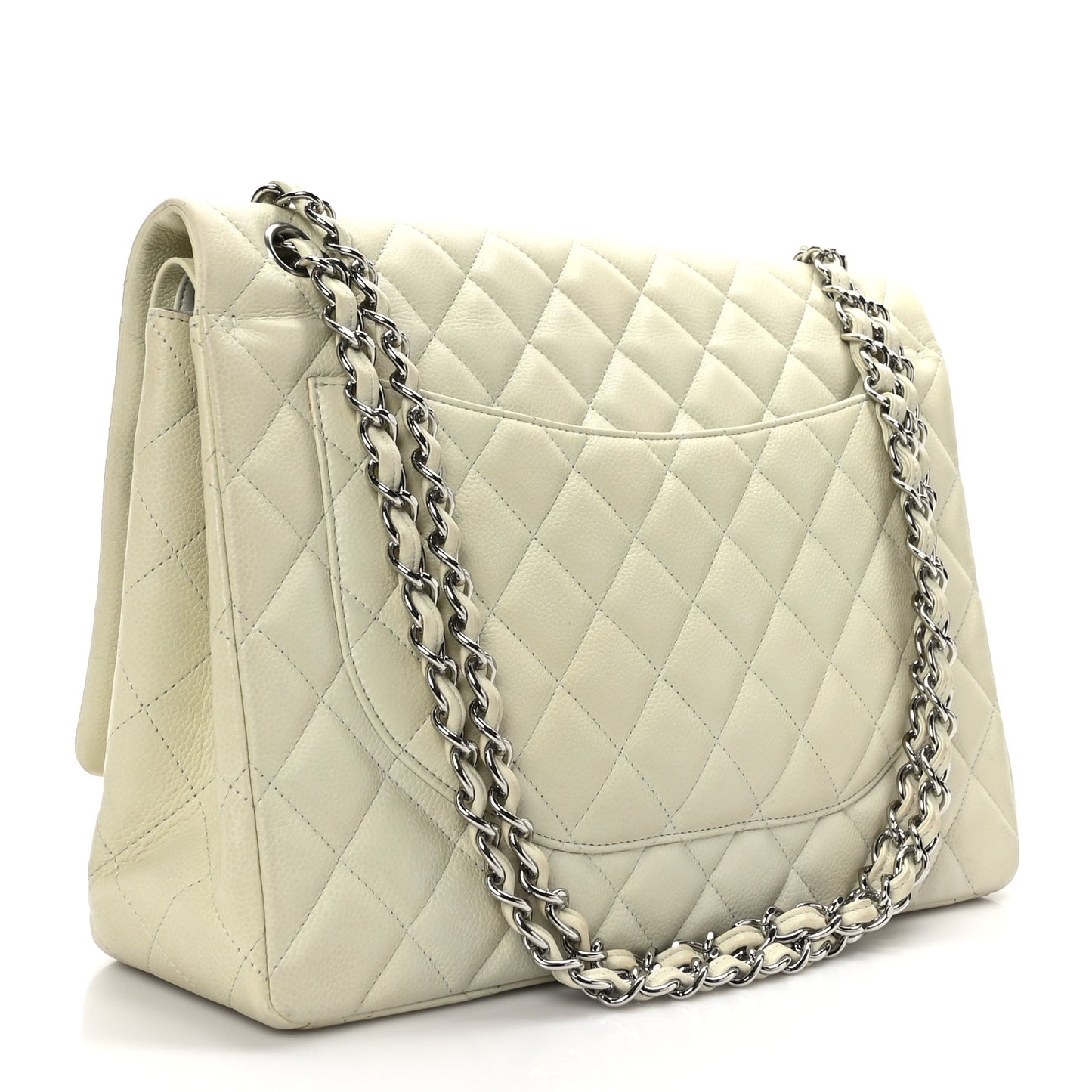 Caviar Quilted Maxi Double Flap Light Green