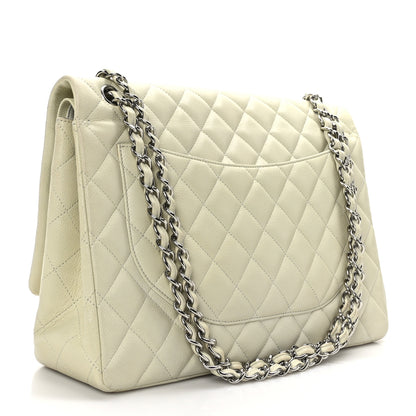 Chanel Caviar Quilted Maxi Double Flap Light Green 3 of 9