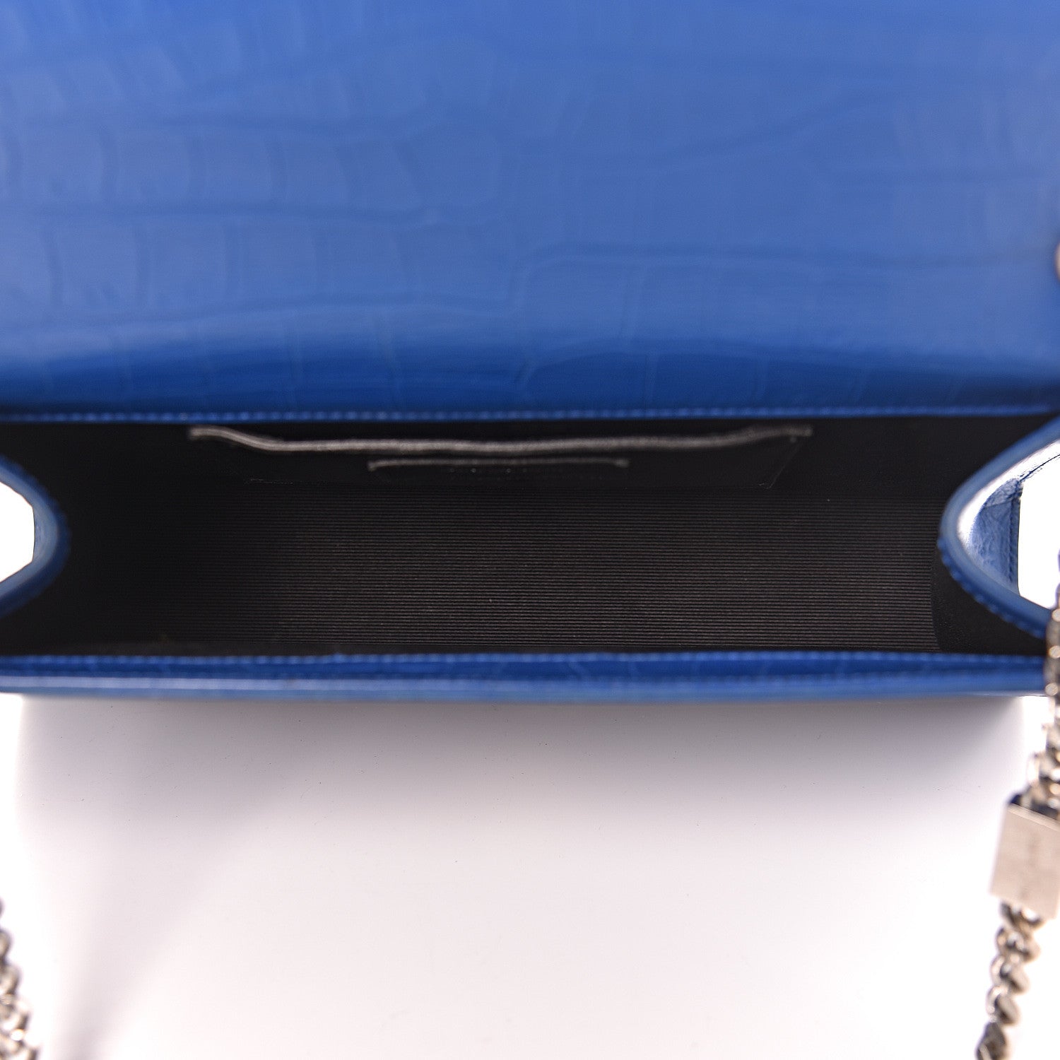 Saint Laurent Calfskin Crocodile Embossed Medium Classic Monogram Kate Tassel Satchel Bleu Majorelle 5 of 11