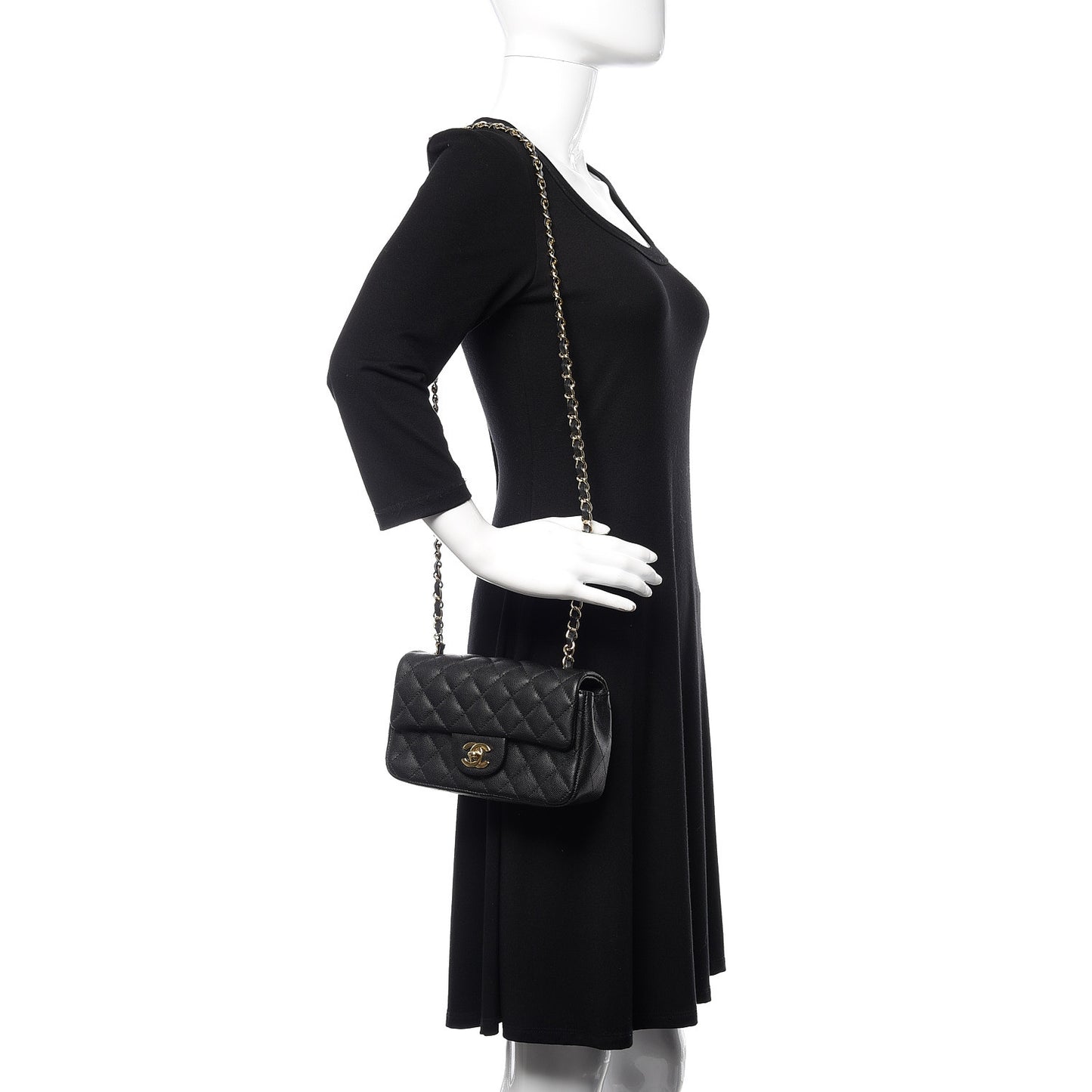 Caviar Quilted Mini Rectangular Flap Black