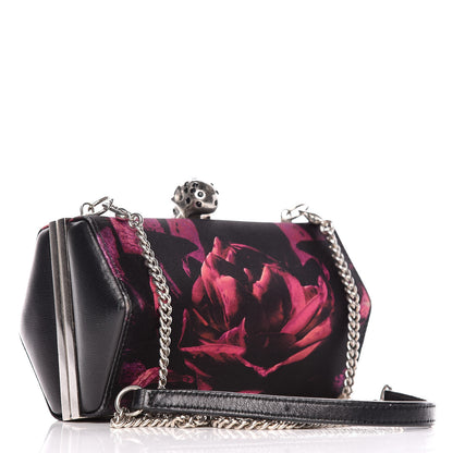 Alexander McQueen Silk Night Flowers Hexagon Skull Chain Clutch Multicolor Black 3 of 9