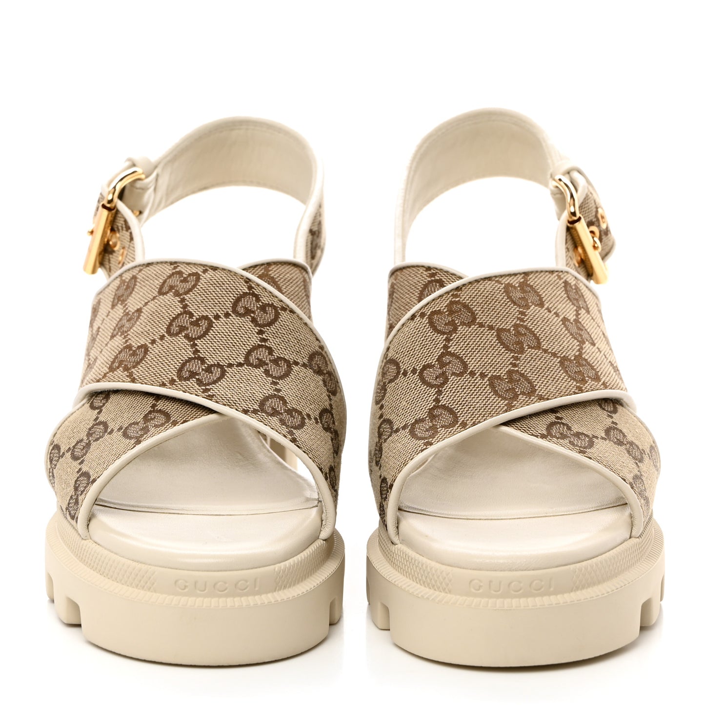 Monogram Granada Kid Trip 40/72mm Lug Sole Sandals 38 Beige Ebony Mystic White
