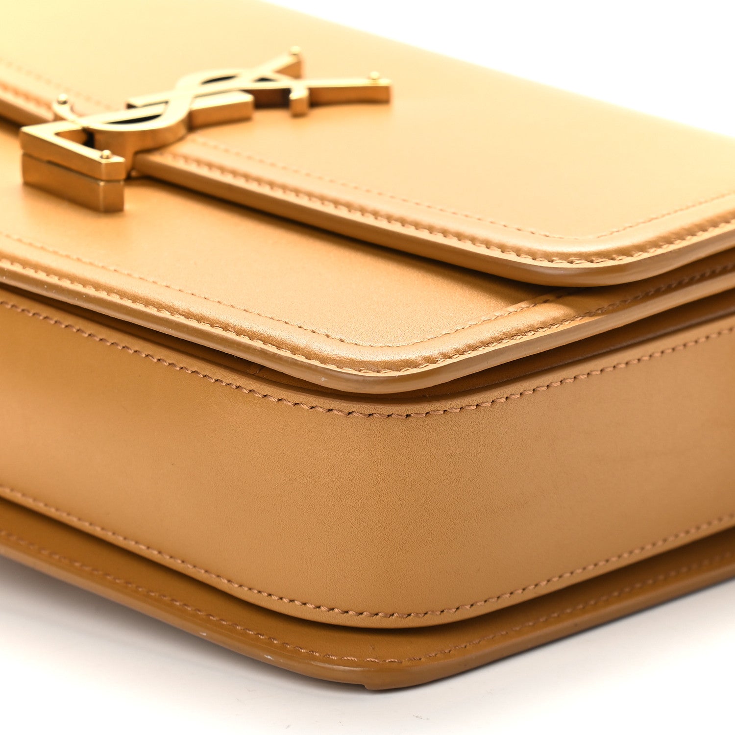 Saint Laurent Box Calfskin Monogram Medium Solferino Satchel Mustard 8 of 8