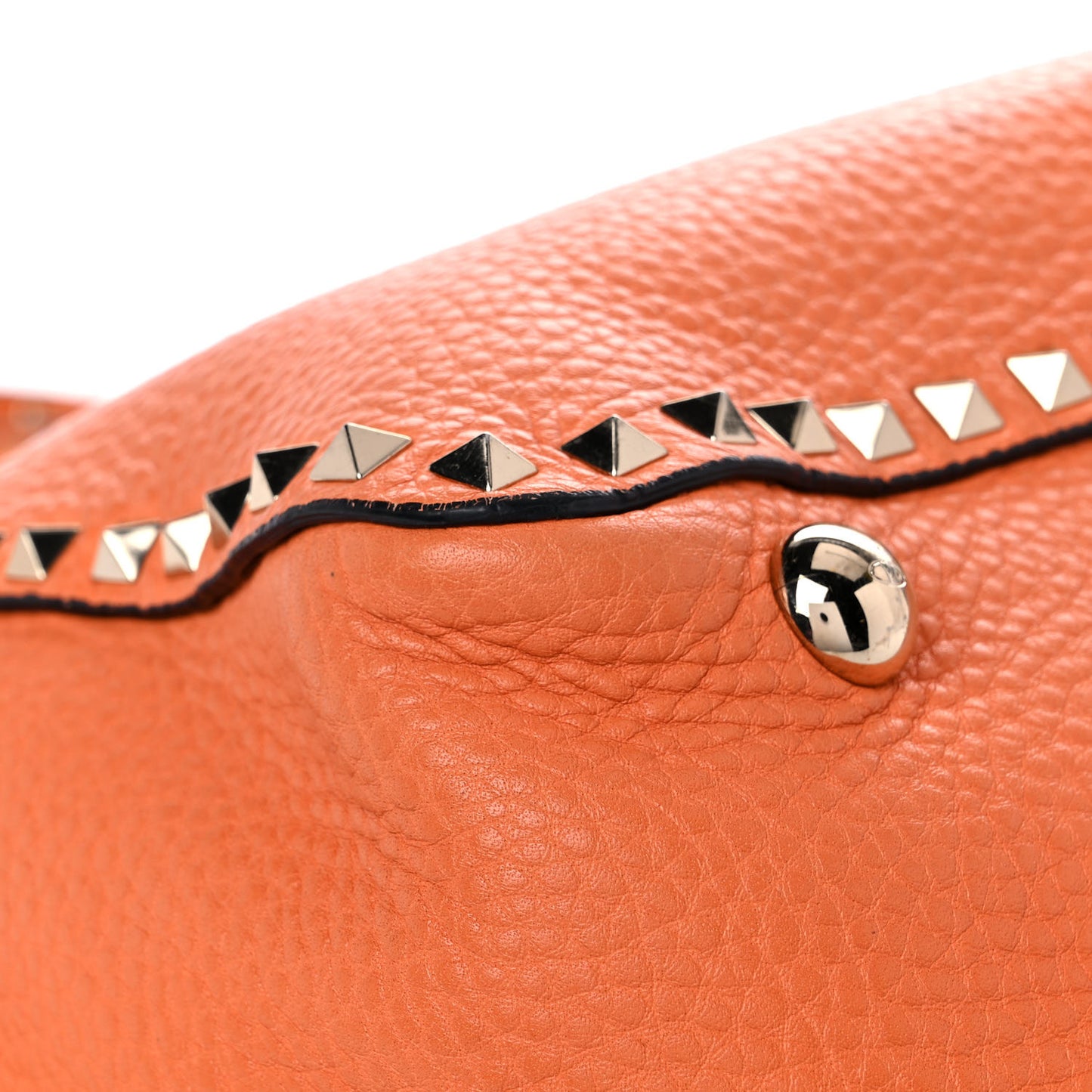 Pebbled Calfskin Medium Rockstud Tote Melon Sorbet