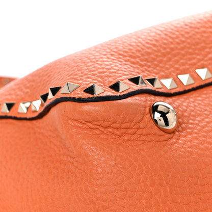 Valentino Garavani Pebbled Calfskin Medium Rockstud Tote Melon Sorbet 8 of 14