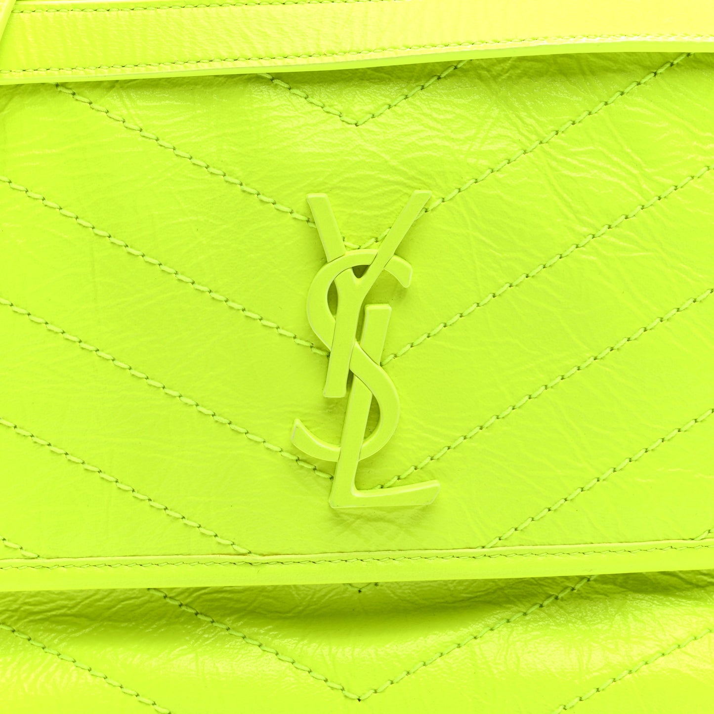 Crinkled Calfskin Matelasse Monogram Medium Niki Chain Satchel Neon Yellow