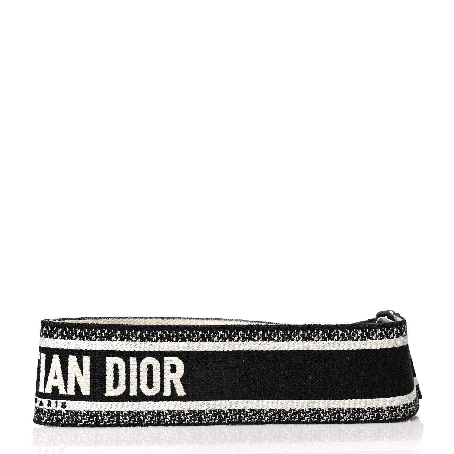 Christian Dior Canvas Embroidered Shoulder Strap Black White 2 of 4