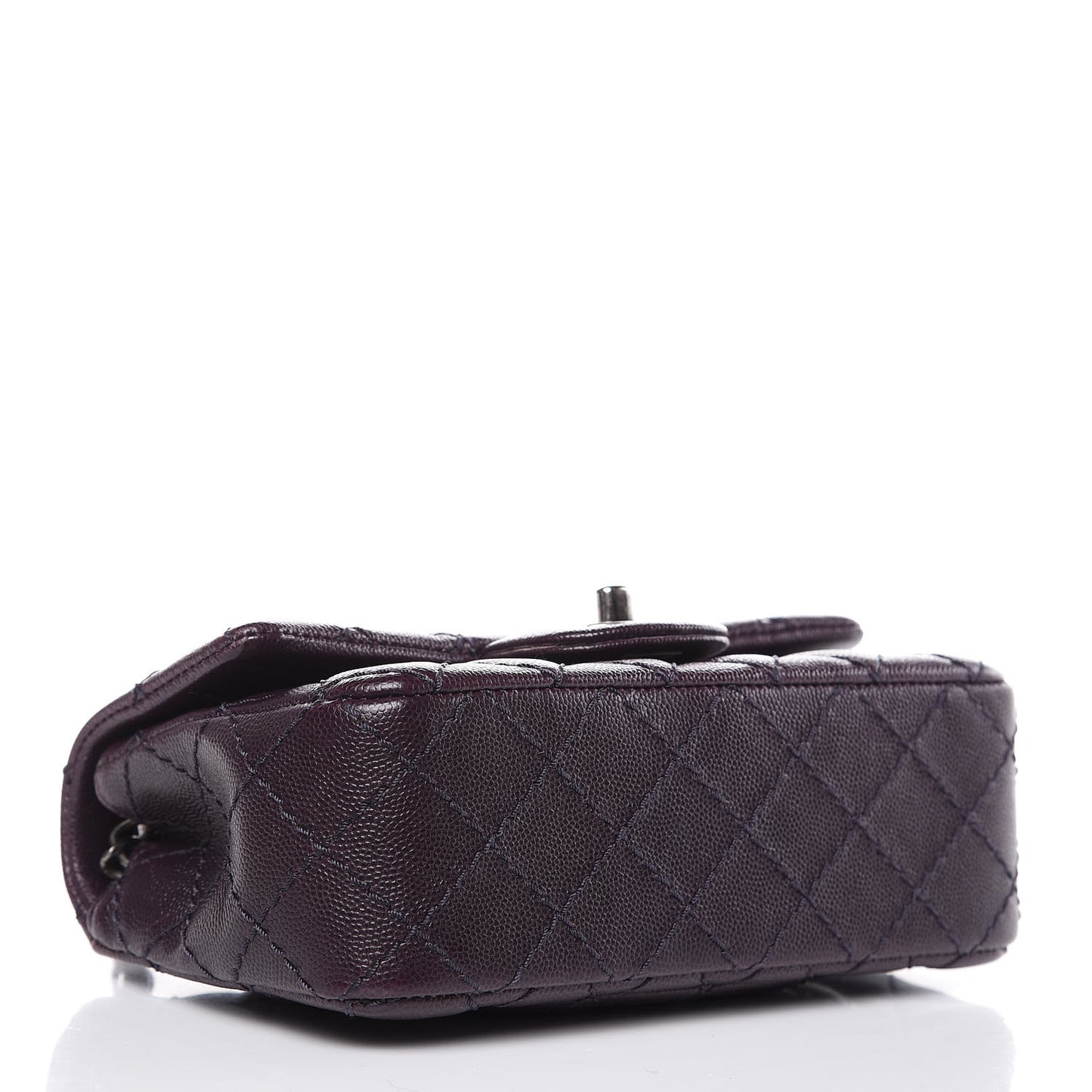 Washed Caviar Quilted Mini Rectangular Flap Dark Purple