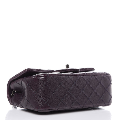 Chanel Washed Caviar Quilted Mini Rectangular Flap Dark Purple 4 of 10