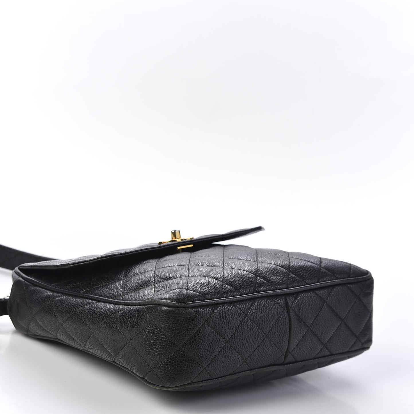 Caviar Quilted Flap Shoulder Bag Black