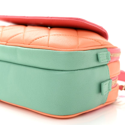 Chanel Goatskin Quilted Tri-Color In & Out Waist Bag Orange Green Pink 10 of 10