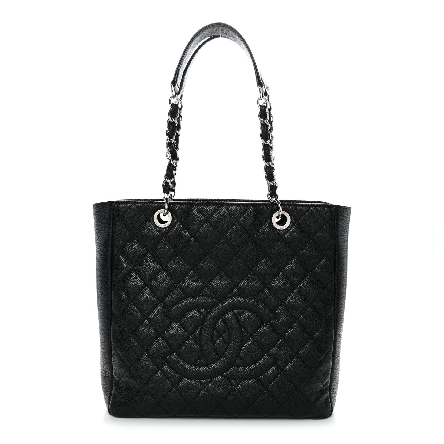 Caviar Quilted Vertical Grand Shopping Tote GST Black