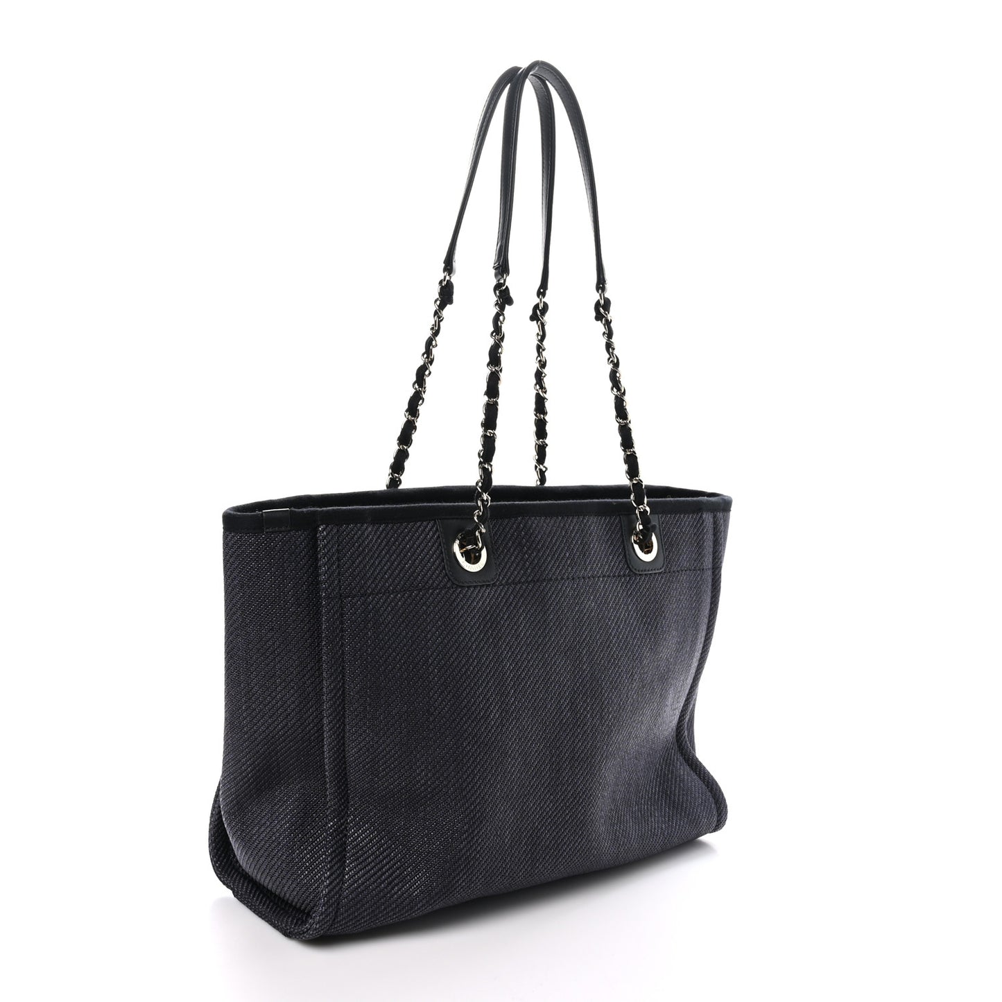 Mixed Fibers Calfskin Small Deauville Tote Black