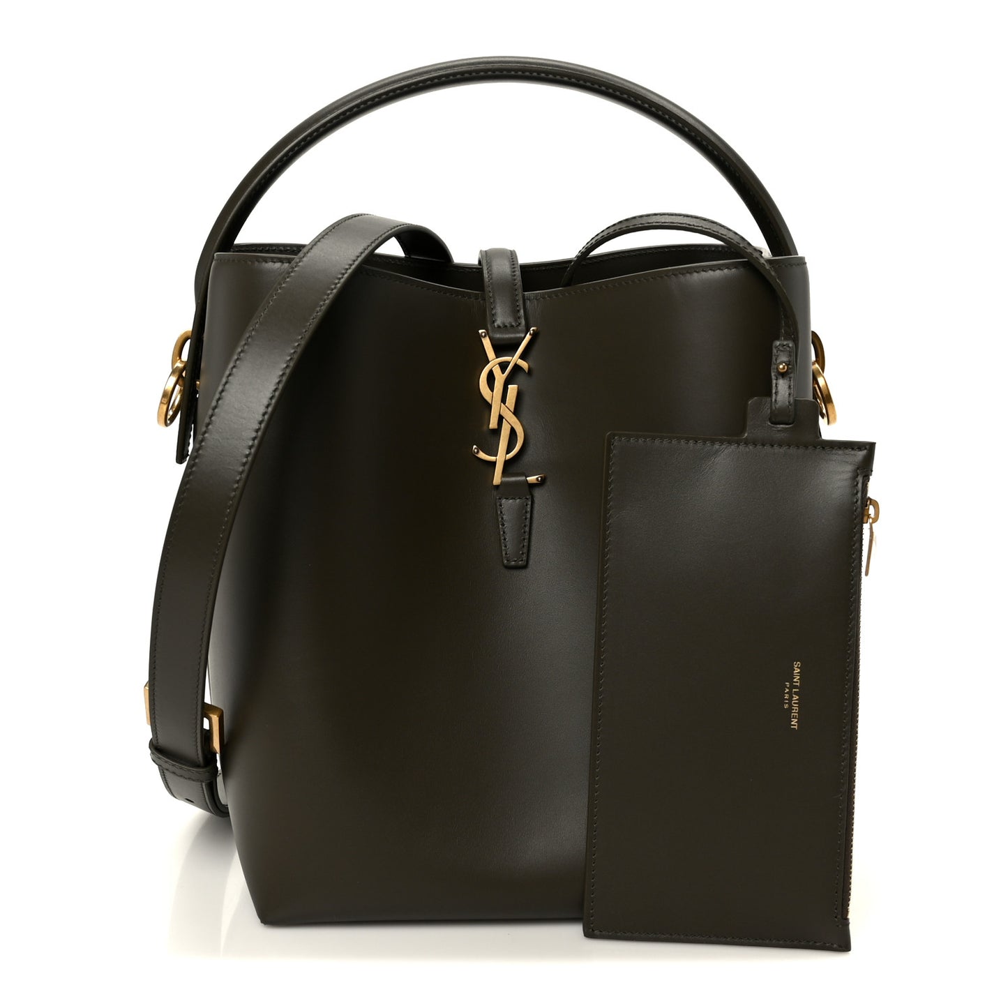 Shiny Calfskin Le 37 Bucket Bag Deep Musk