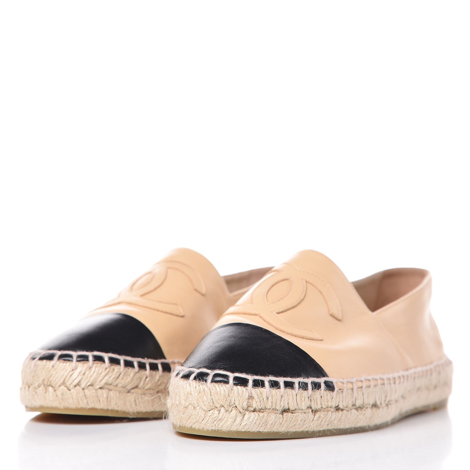 Chanel Lambskin CC Espadrilles 39 Beige Black 3 of 12