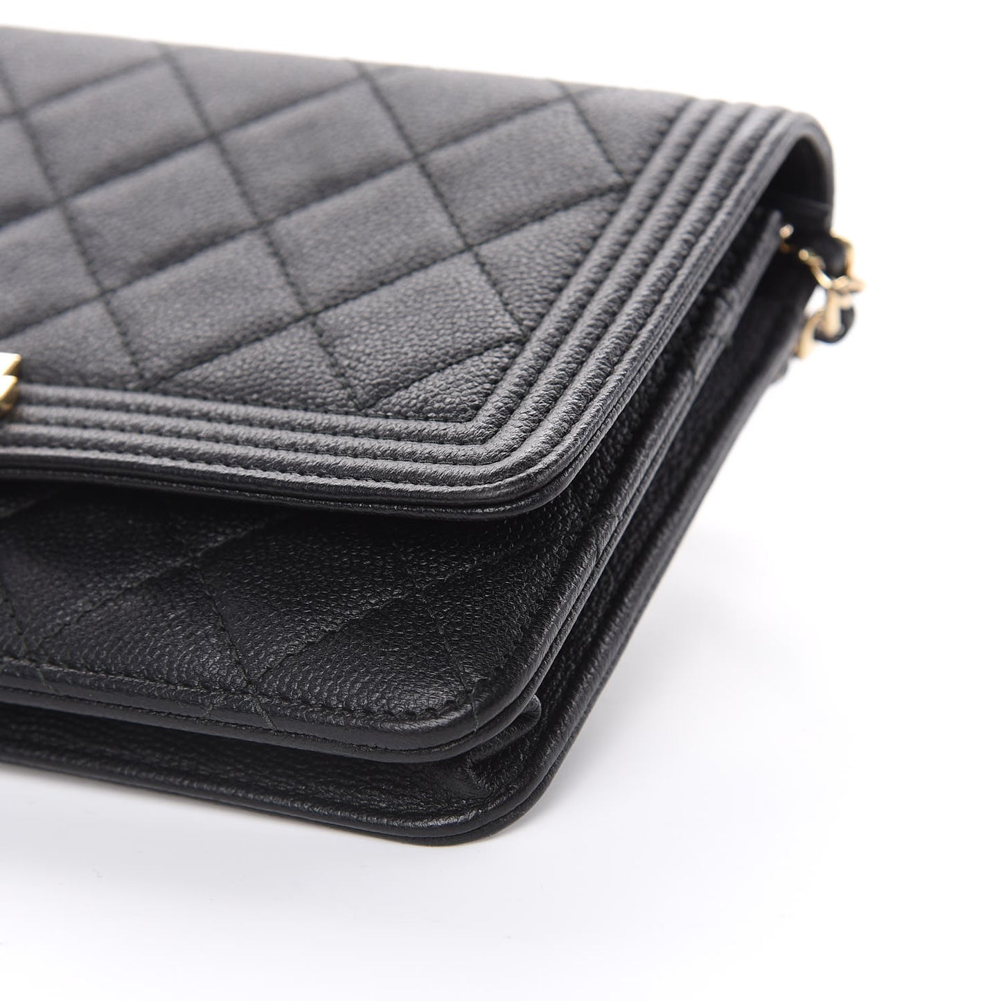 Caviar Quilted Boy Wallet On Chain WOC Black